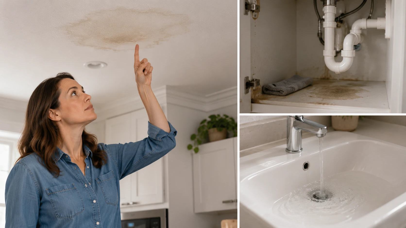 Common home plumbing problems such as leaking pipes, clogged drains, dripping faucet, and running toilet