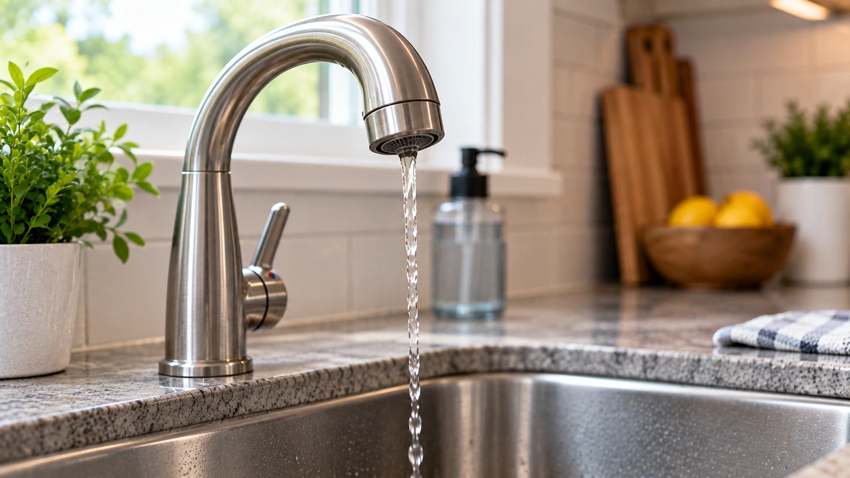 Low water flow from a residential faucet showing a possible water pressure problem