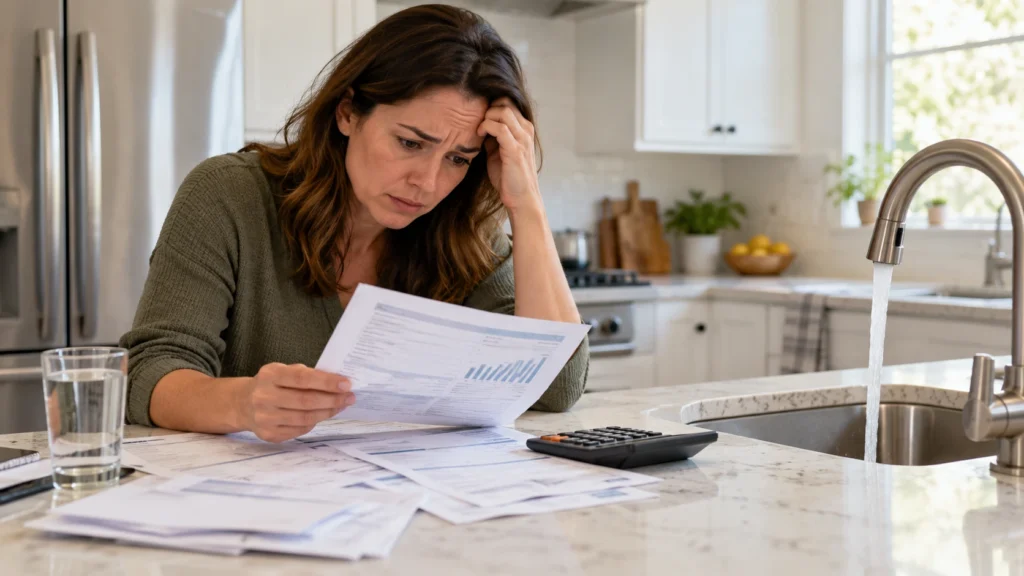 Homeowner worried about an unusually high water bill in the kitchen