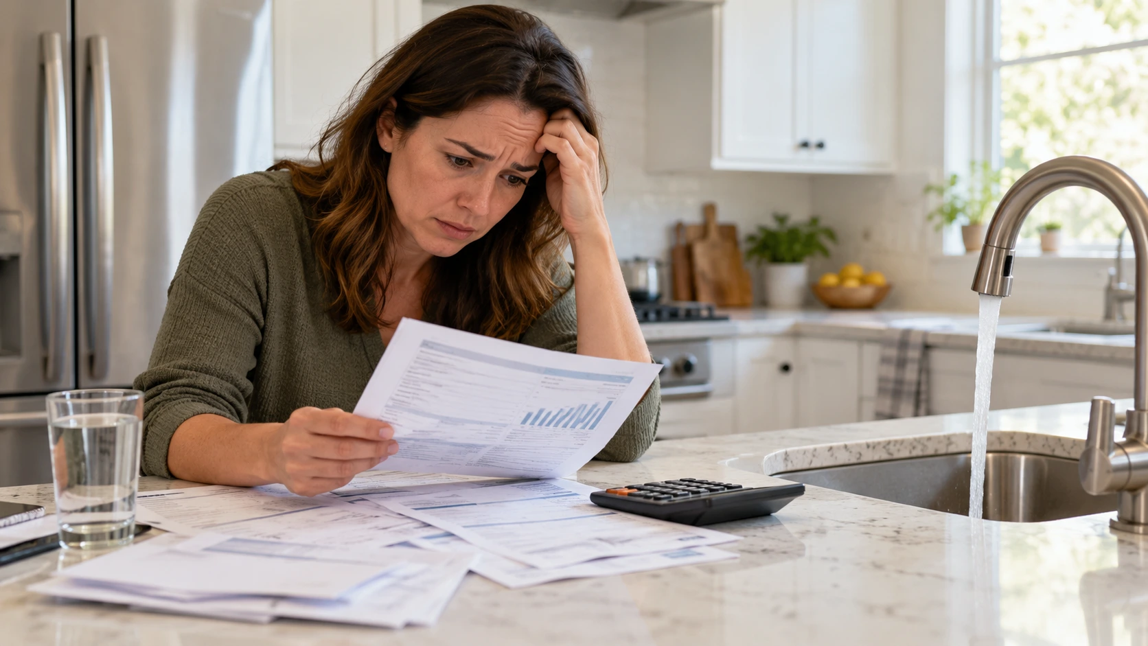 Homeowner worried about an unusually high water bill in the kitchen